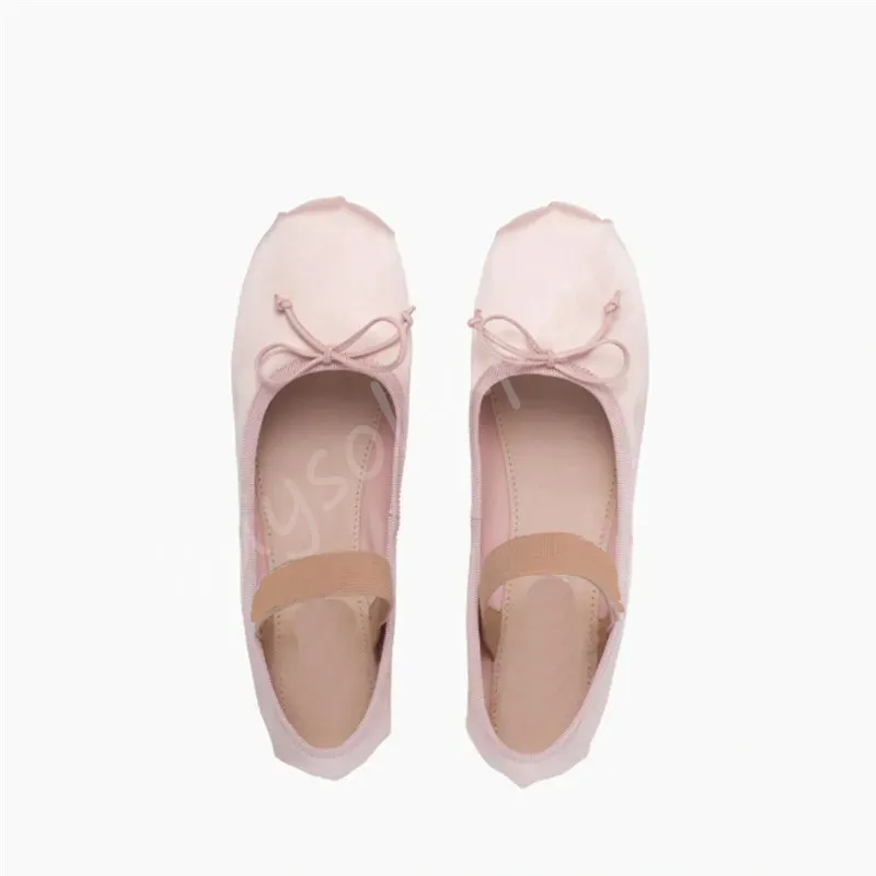 Ballet Fashion Designer Professional Dance Chaussures Satinas MM Plateforme Bowknot Bouche Peu Profonde Sandales Plates Simples 