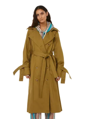 BENJAMIN BENMOYAL  Trench long en popeline de coton - Vert