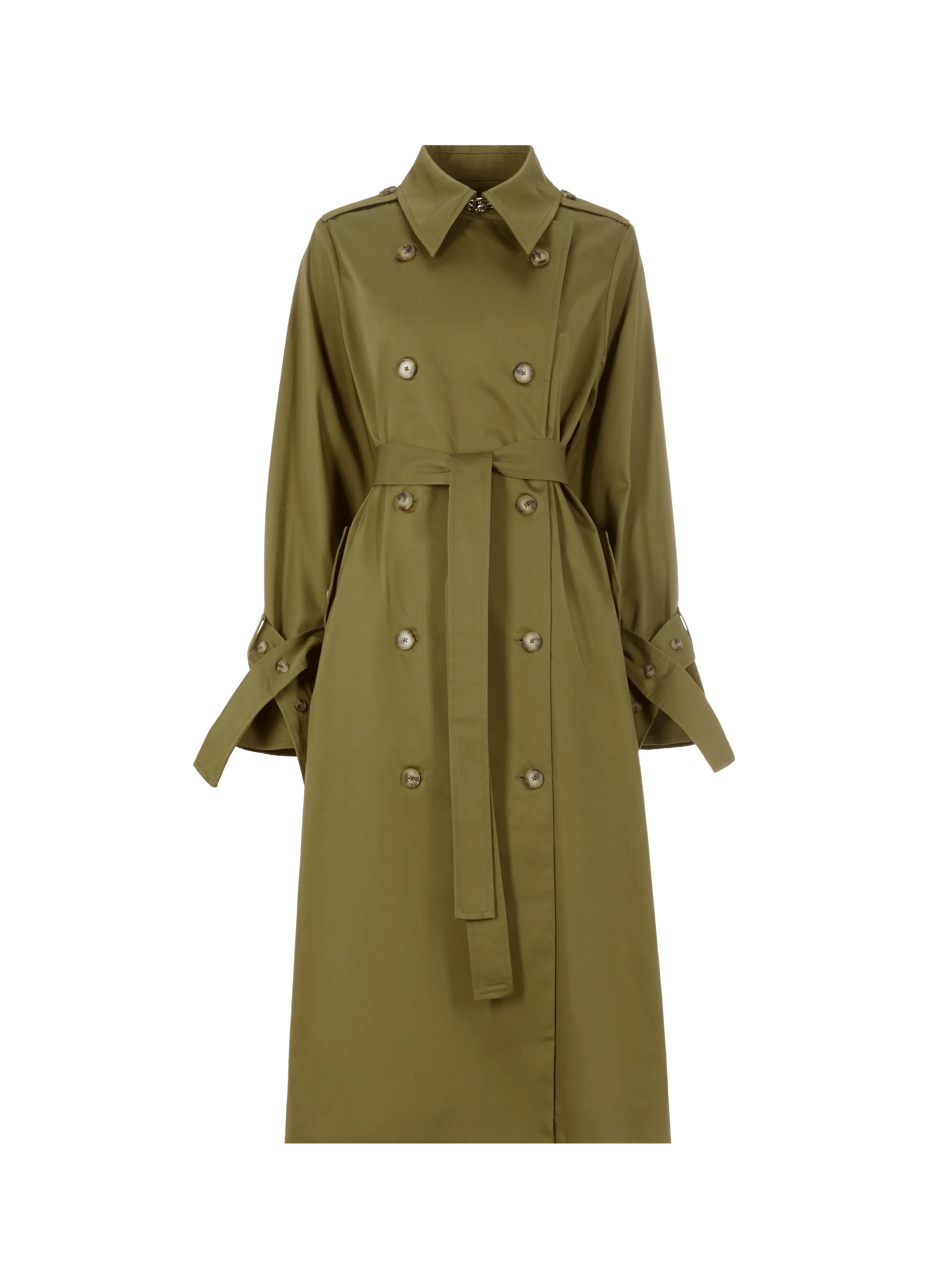 BENJAMIN BENMOYAL  Trench long en popeline de coton - Vert