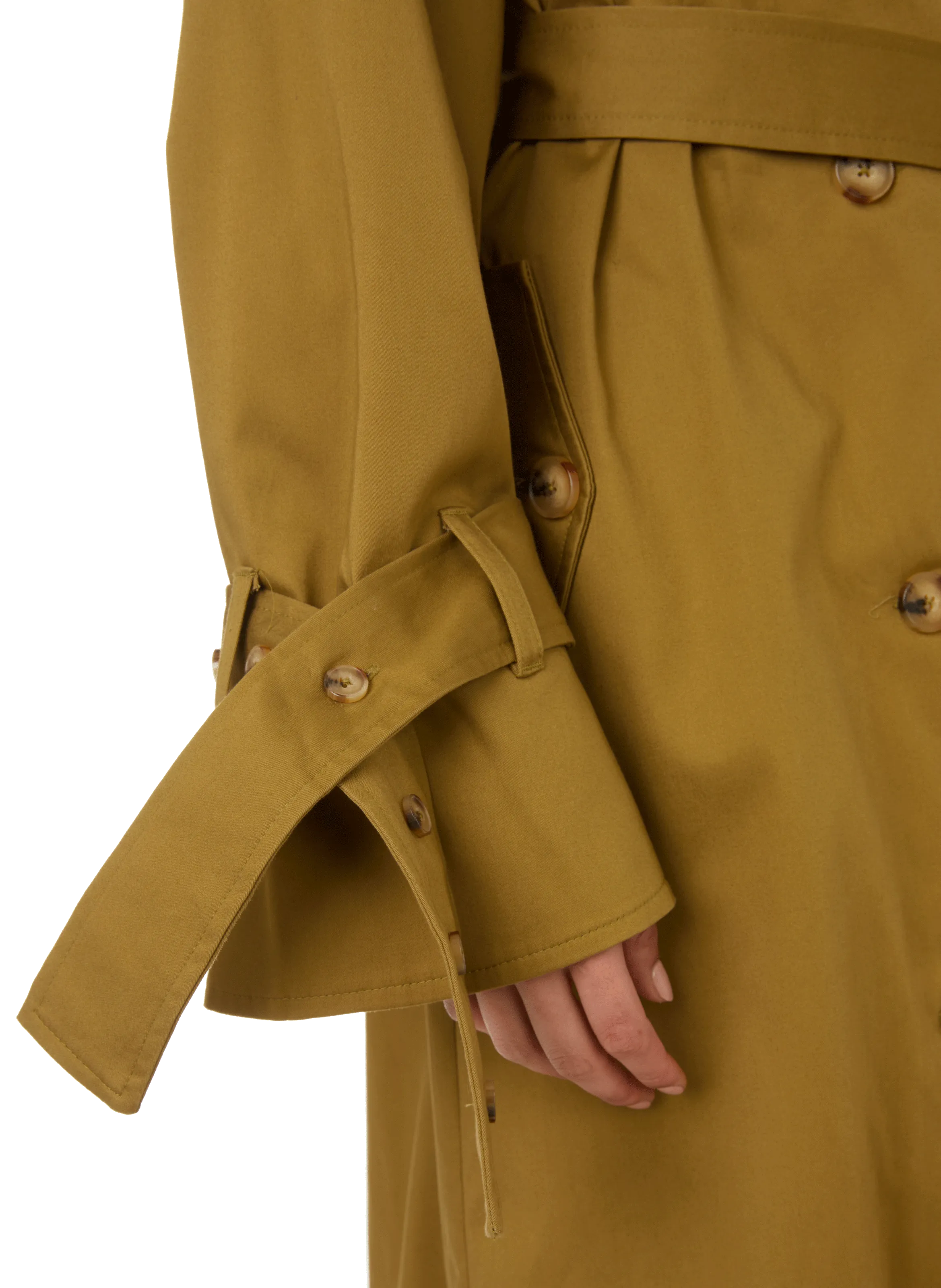 BENJAMIN BENMOYAL  Trench long en popeline de coton - Vert