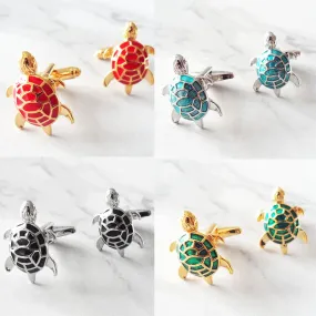 Boutons De Manchette Tortue Email Vintage