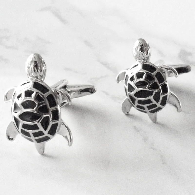 Boutons De Manchette Tortue Email Vintage