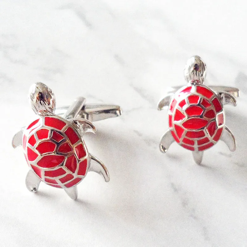 Boutons De Manchette Tortue Email Vintage