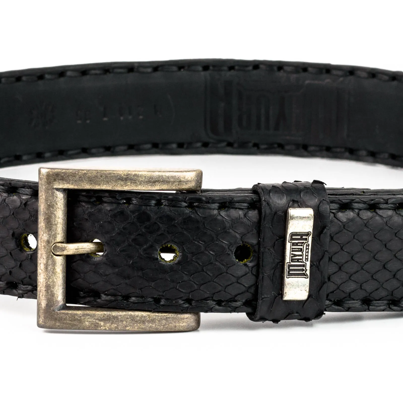 Ceinture cuir crocodile et python noir