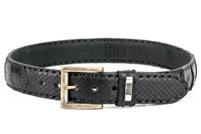 Ceinture cuir crocodile et python noir