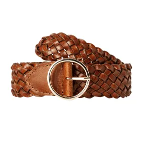 Ceinture en cuir tressé Femme - Camel