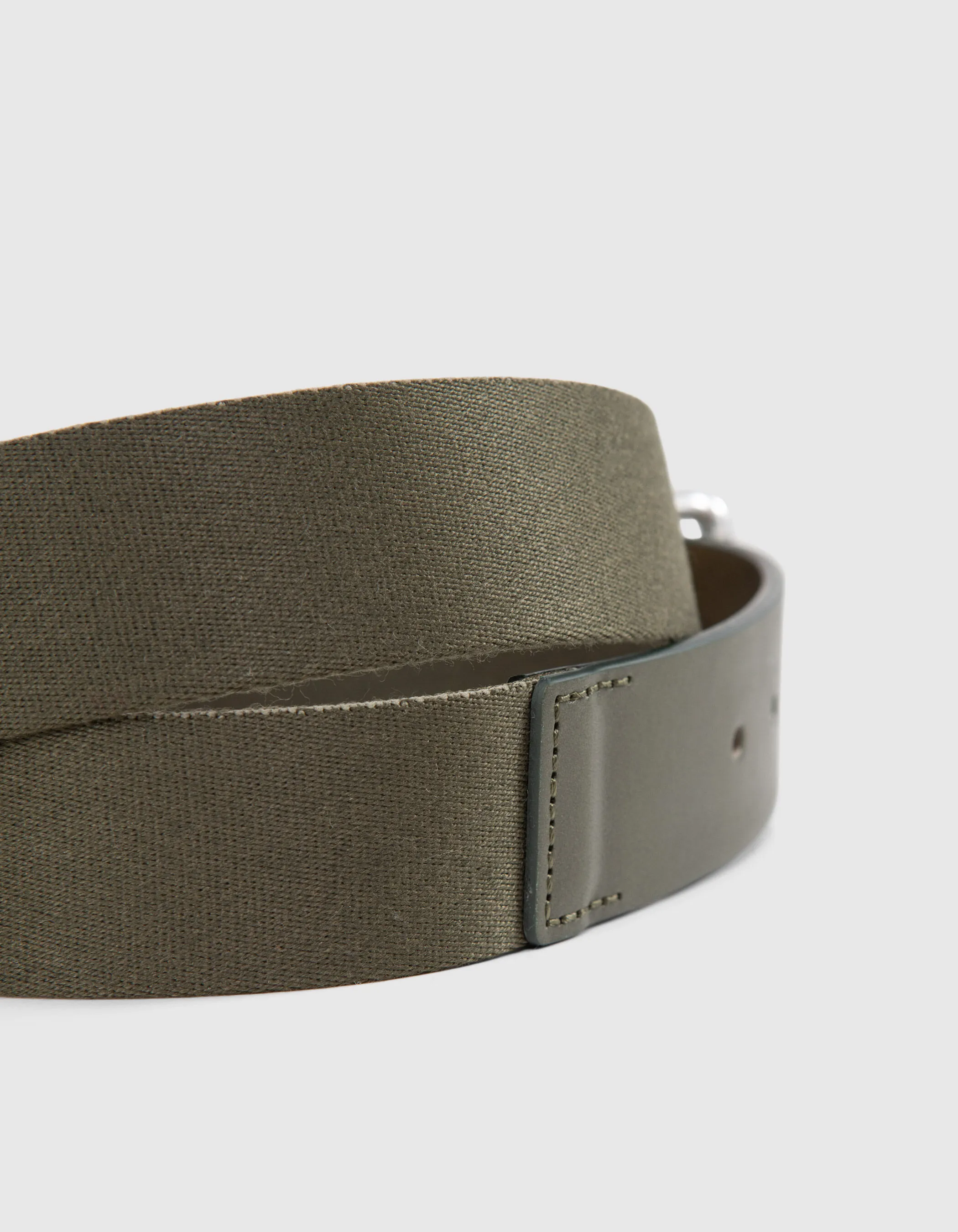 Ceinture kaki textile à boucle métal Homme