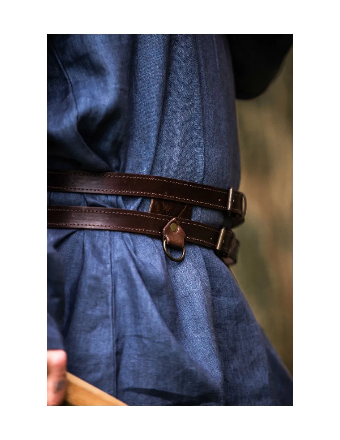 Ceinture Viking double en cuir, modèle Ubbe, marron foncé ⚔️ Boutique Épées