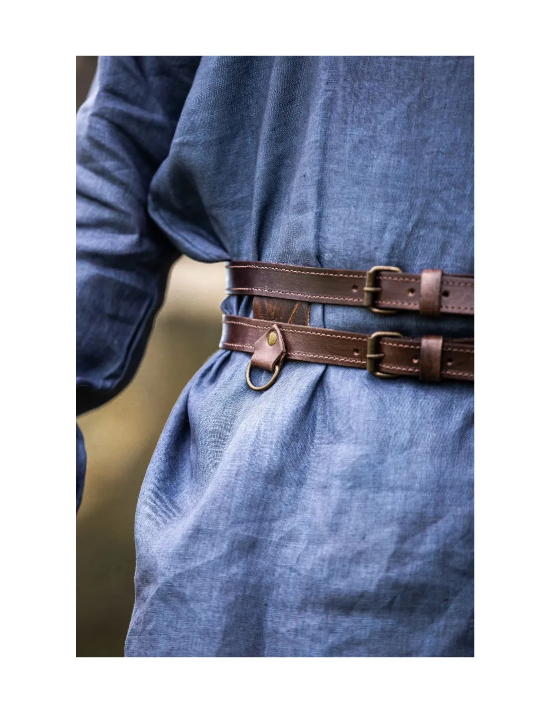 Ceinture Viking double en cuir, modèle Ubbe, marron foncé ⚔️ Boutique Épées