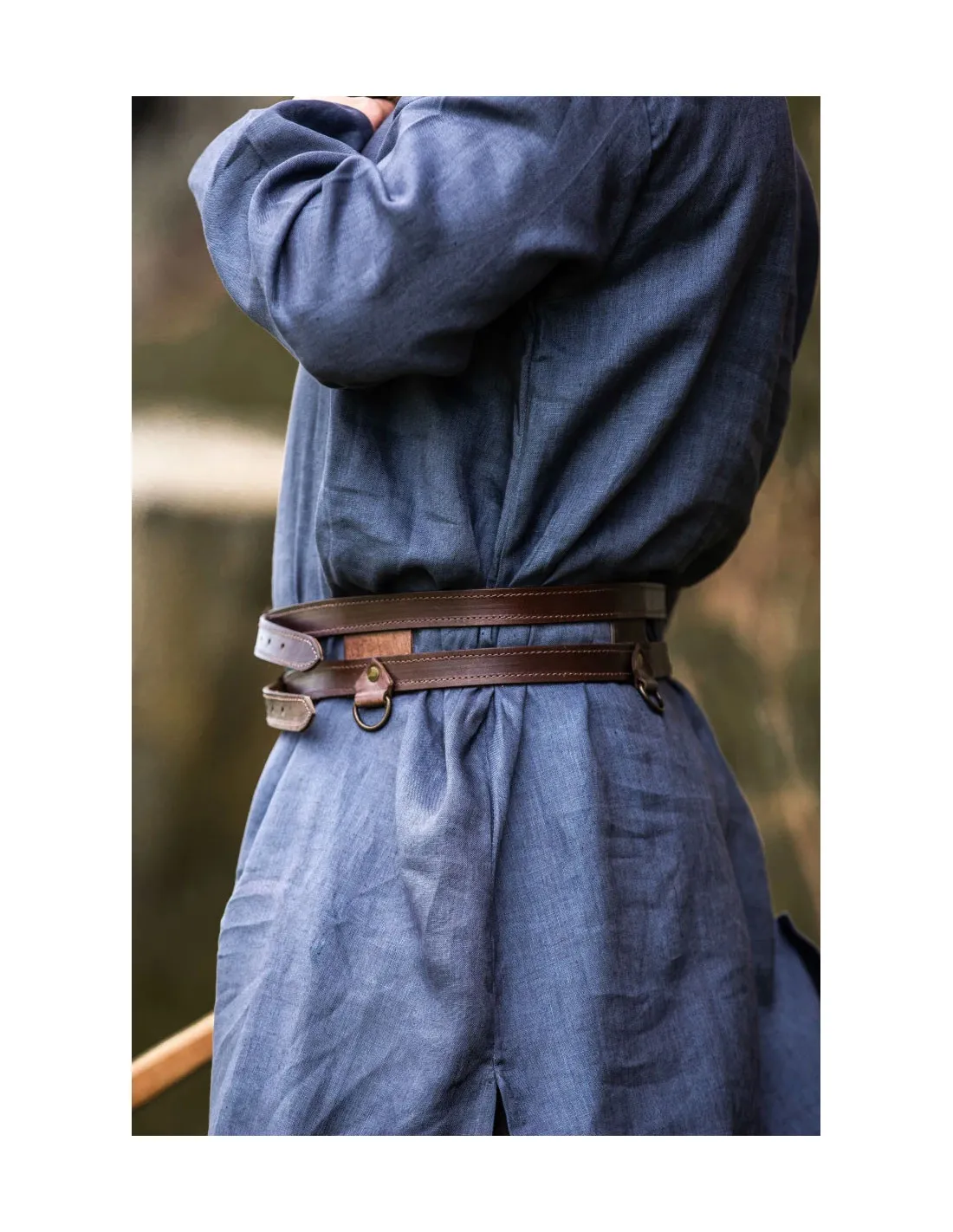 Ceinture Viking double en cuir, modèle Ubbe, marron foncé ⚔️ Boutique Épées