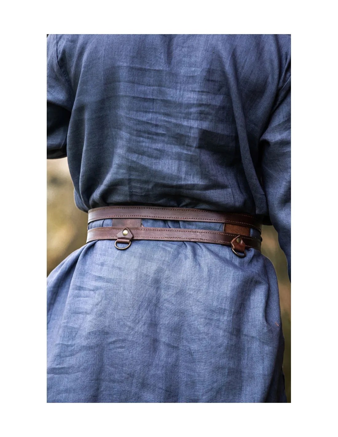 Ceinture Viking double en cuir, modèle Ubbe, marron foncé ⚔️ Boutique Épées