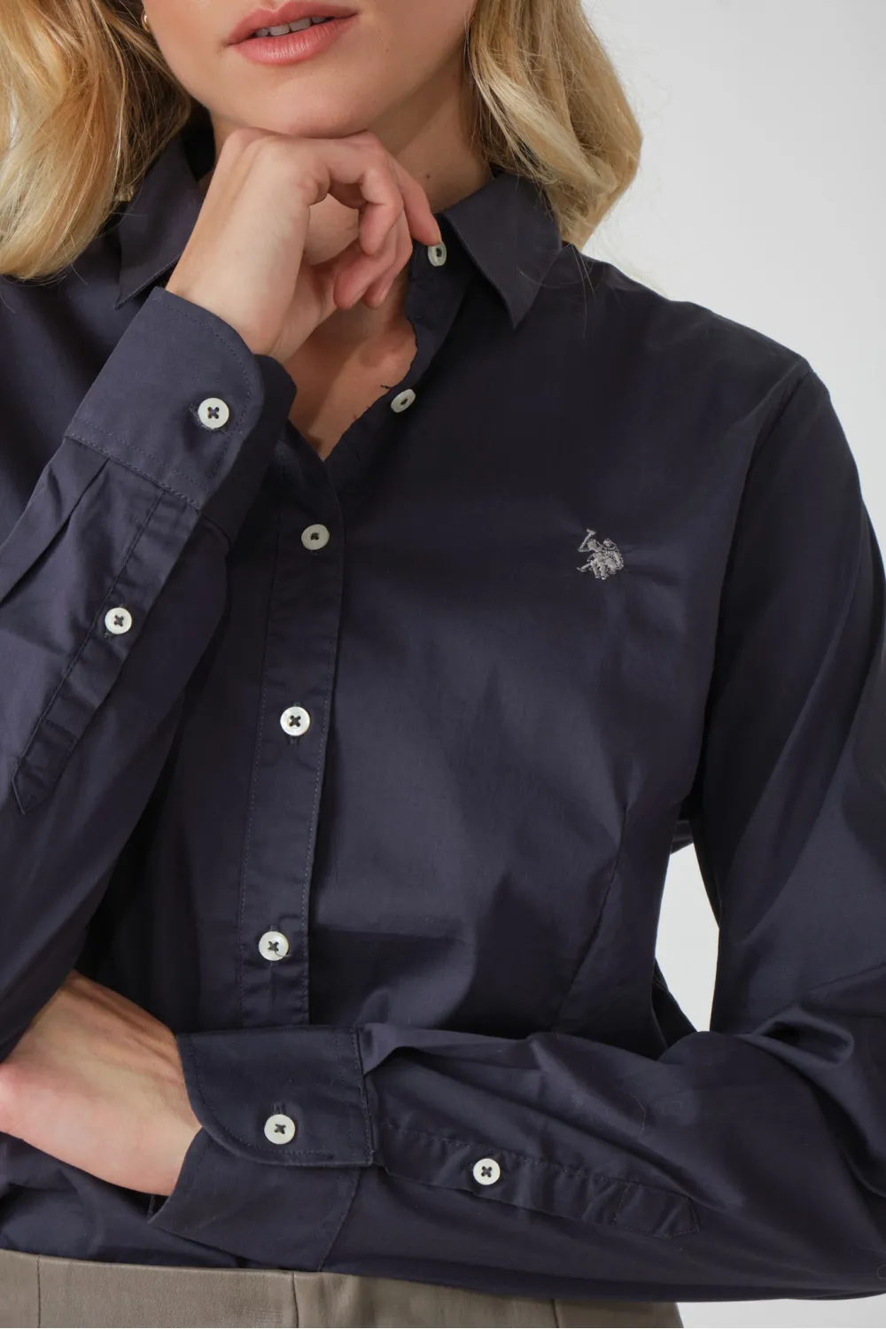 Chemise bleu marine en coton avec logo, US POLO ASSN - DEB Bleu marine 179 | Cesare Nori