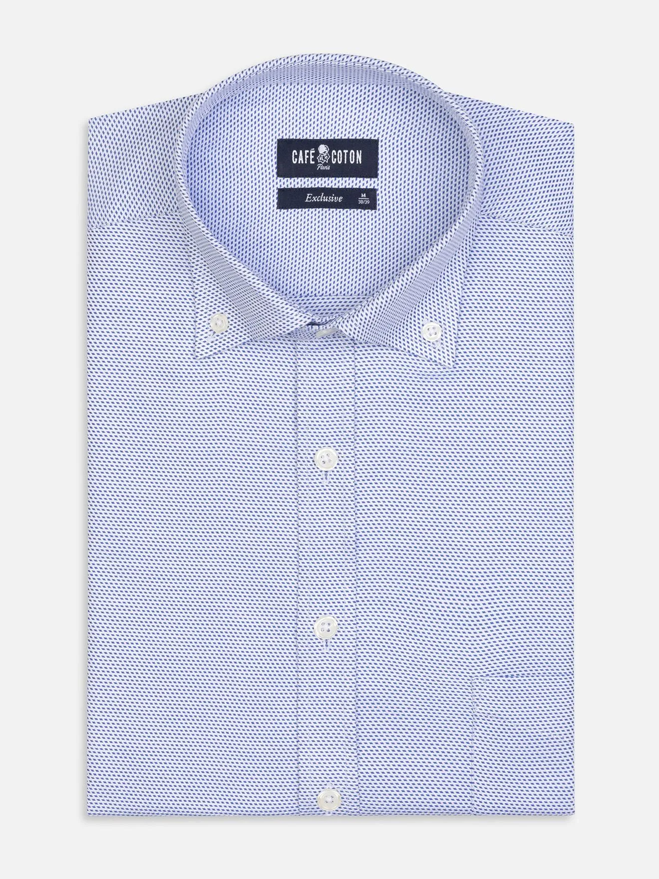 Chemise Caleb en twill bleu - Col Boutonné