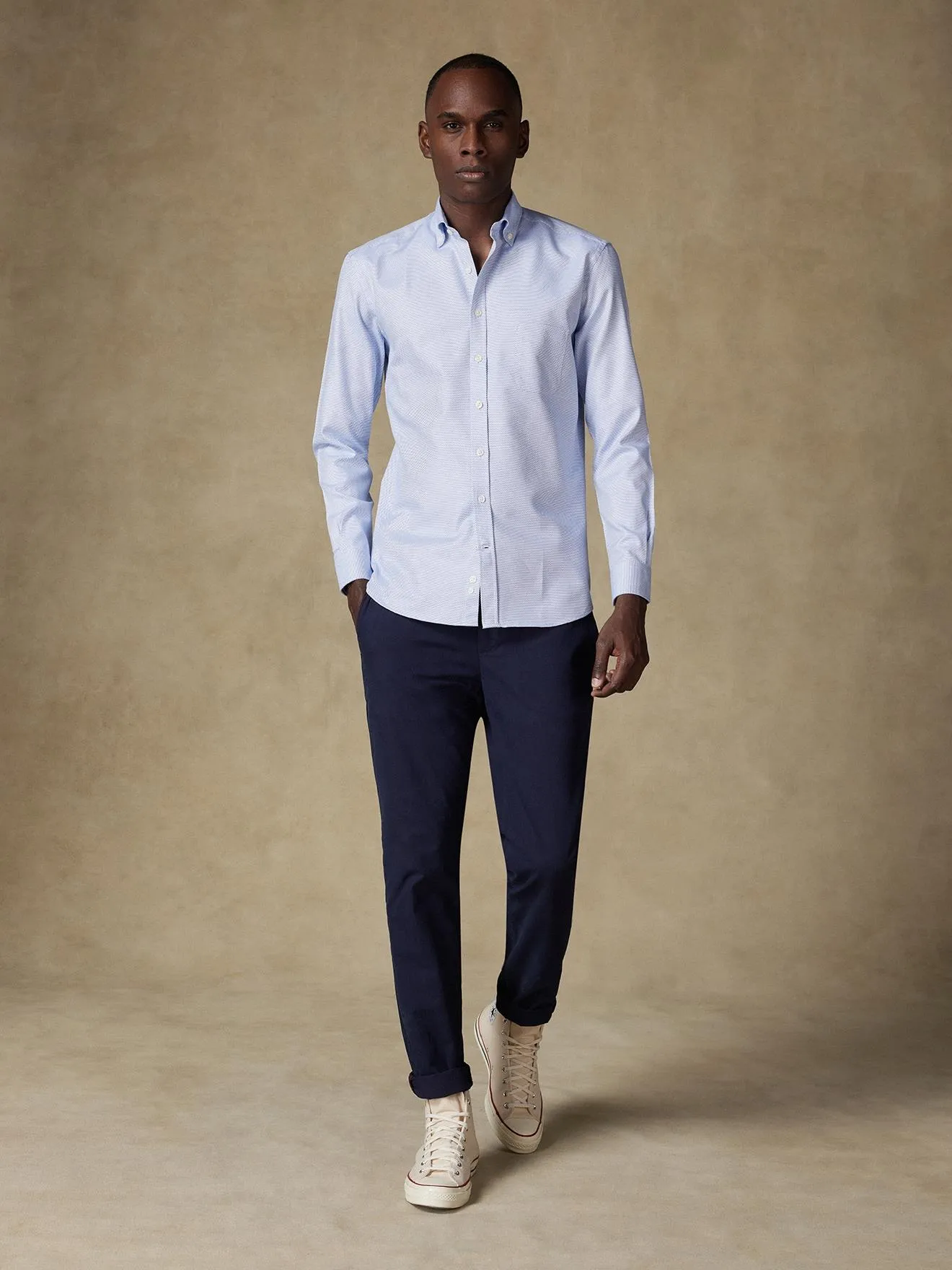 Chemise Caleb en twill bleu - Col Boutonné