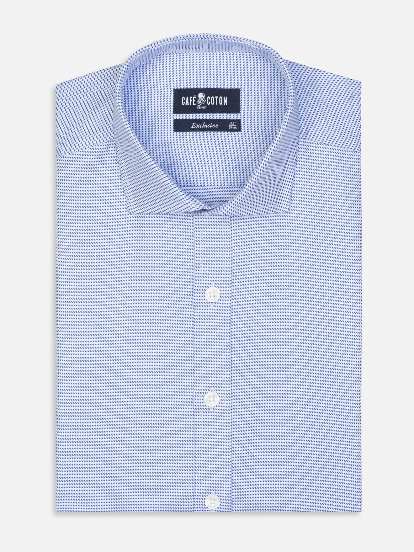 Chemise cintrée Nelson en twill bleu - Grande Longueur de Manches