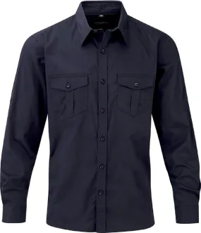 chemise manches longues retroussables - R-918M-0 - bleu marine - homme 