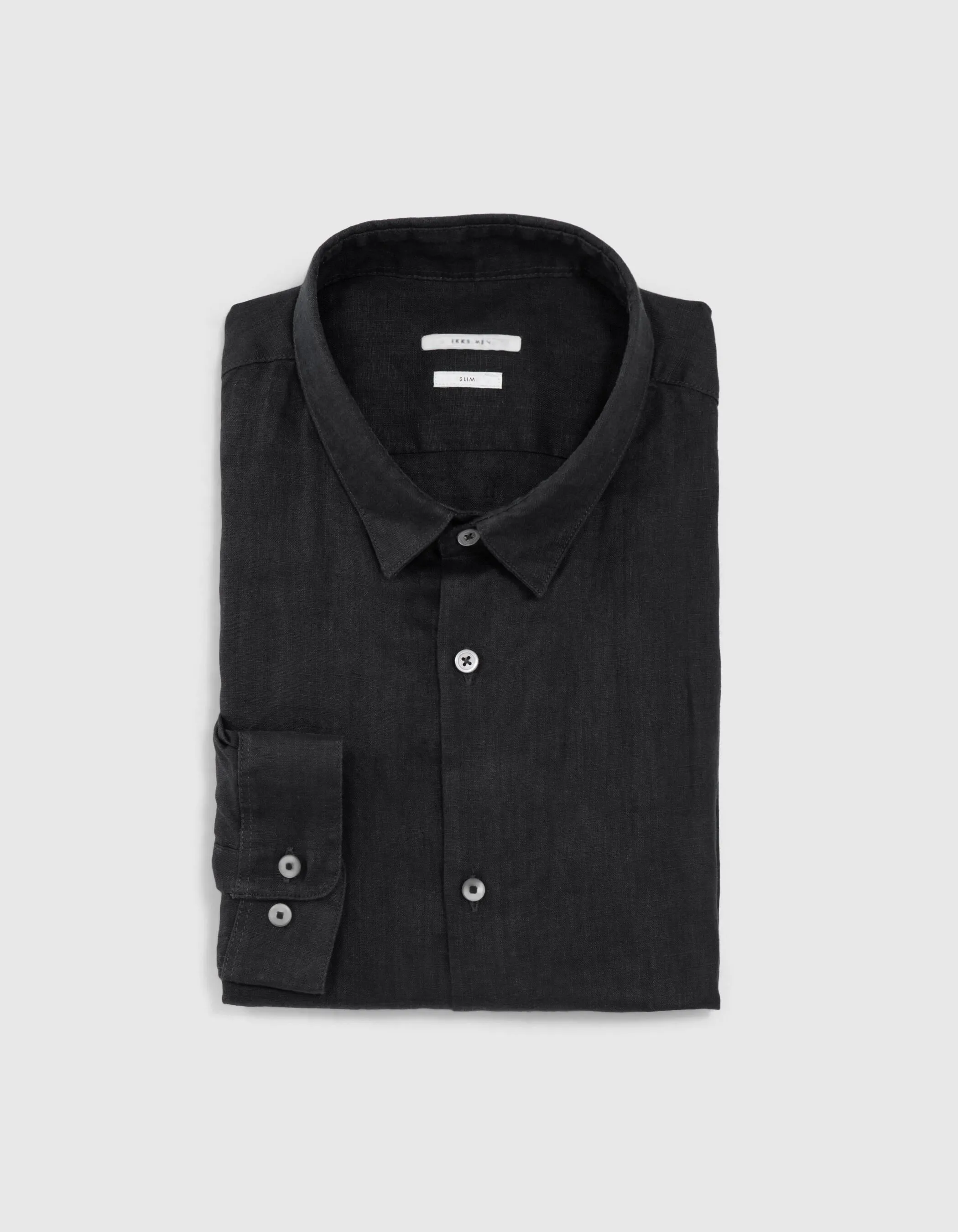 Chemise SLIM noire 100% lin Homme