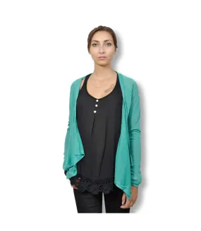 Gilet femme manches longues - Drapé - Couleur vert