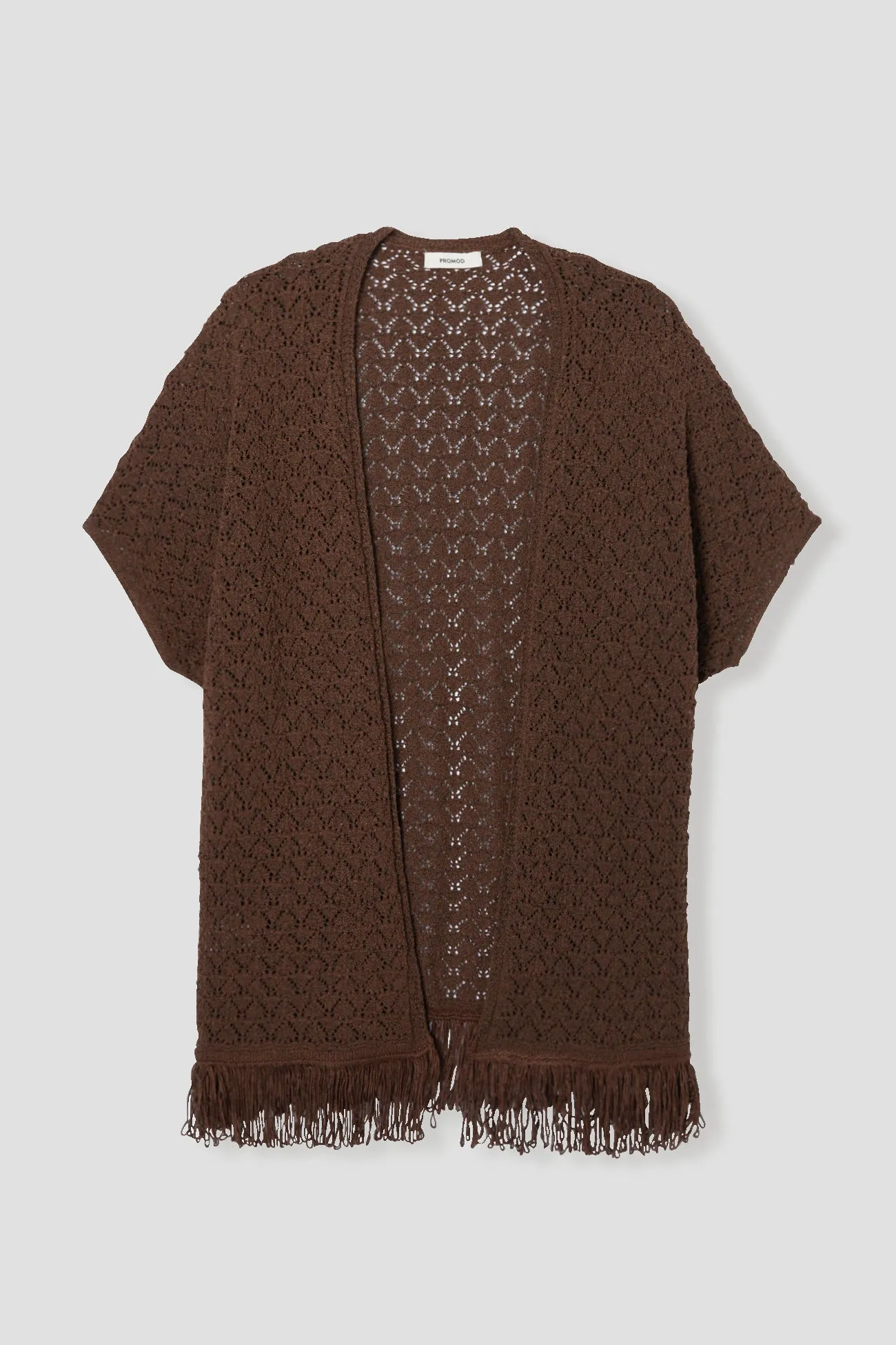 Gilet kimono en crochet Femme - Marron