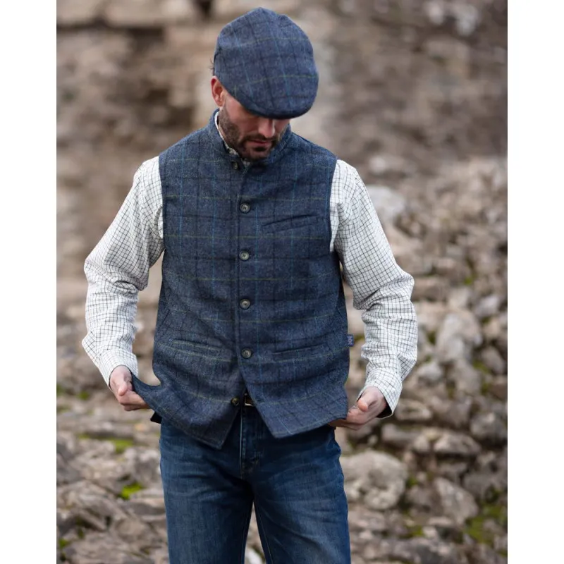 Gilet Nehru en tweed