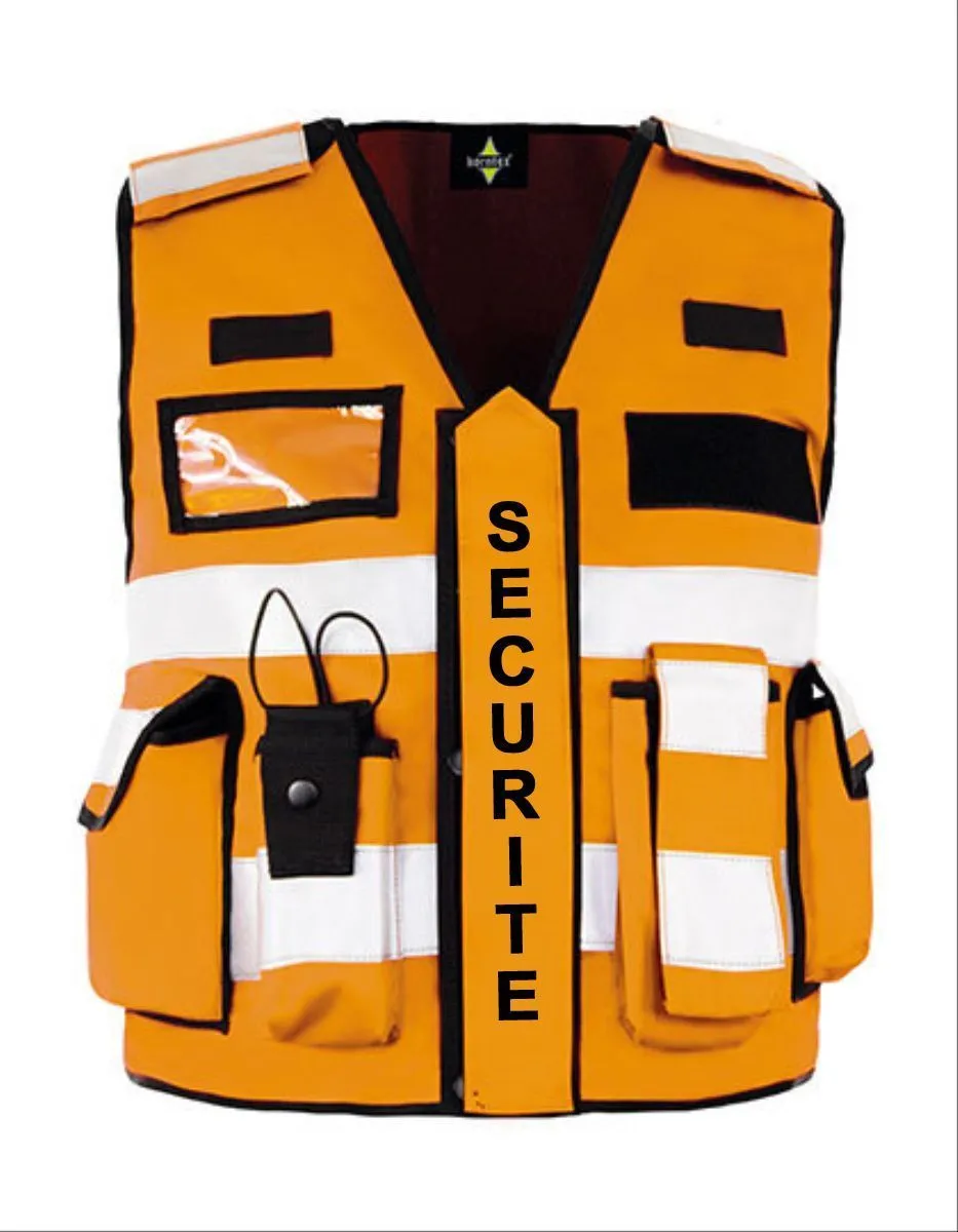 Gilet tactique - SECURITE - orange fluo 