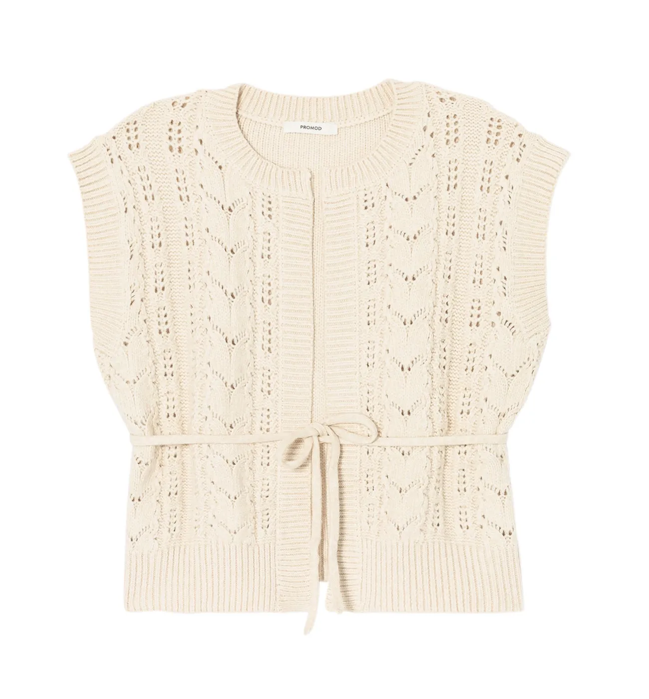 Gilet torsadé manches courtes - Beige