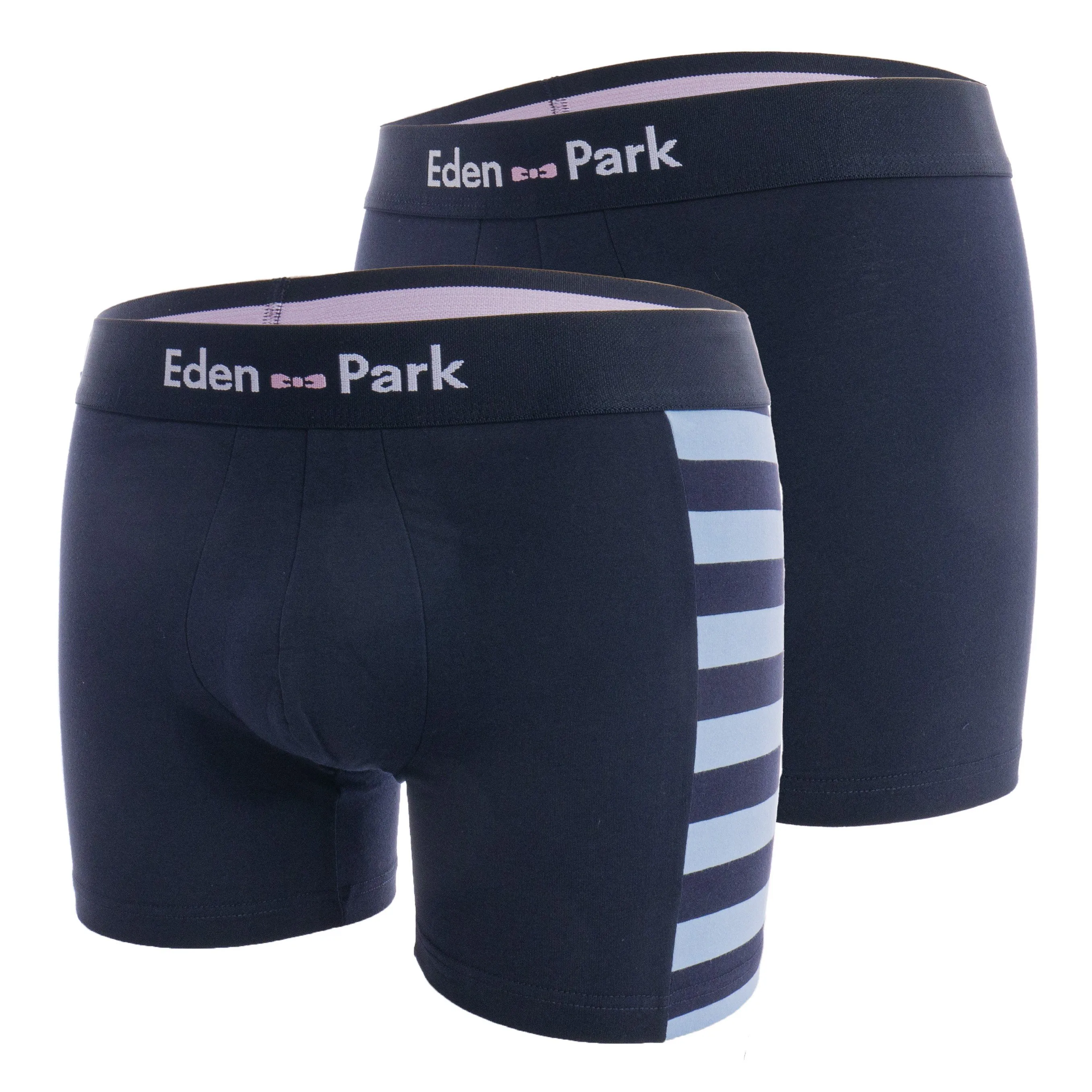 Lot de 2 boxers rayés bleu clair et uni - Eden Park : vente shorty ...