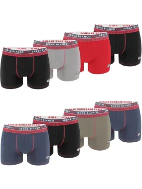 Lot de 8 boxers homme en coton Serge Blanco - Noir