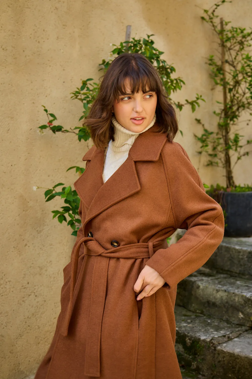 Manteau long en laine