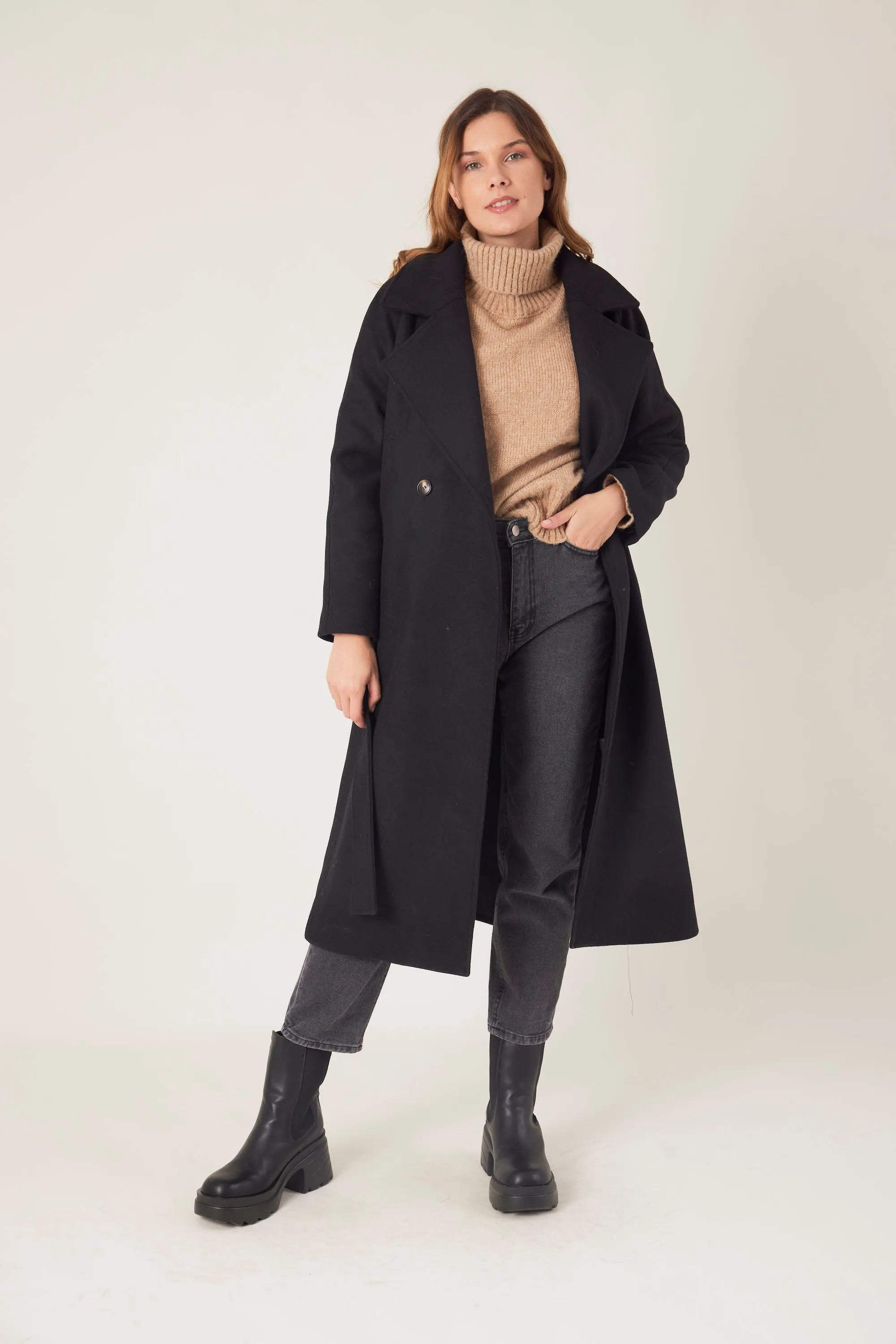 Manteau long en laine