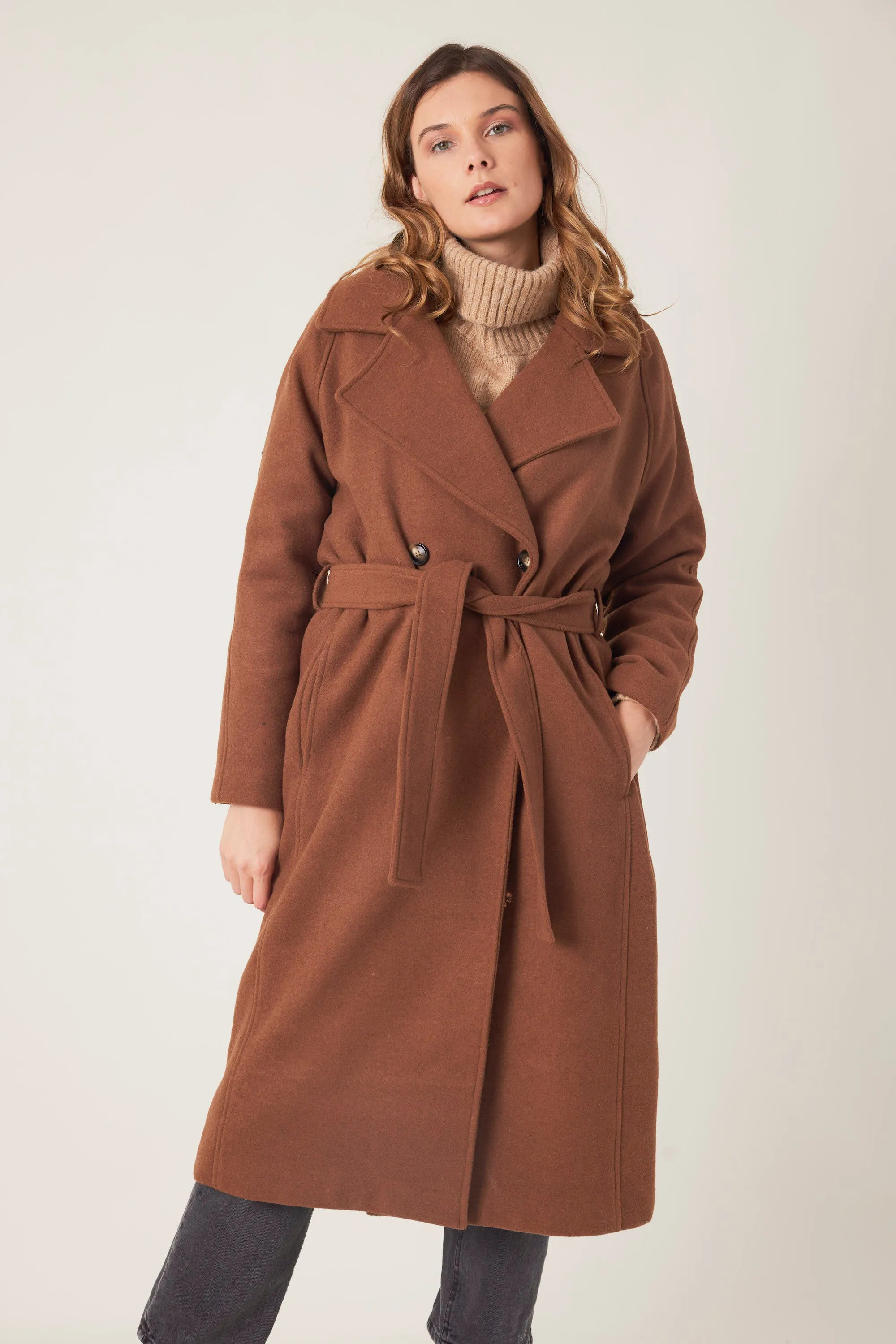 Manteau long en laine