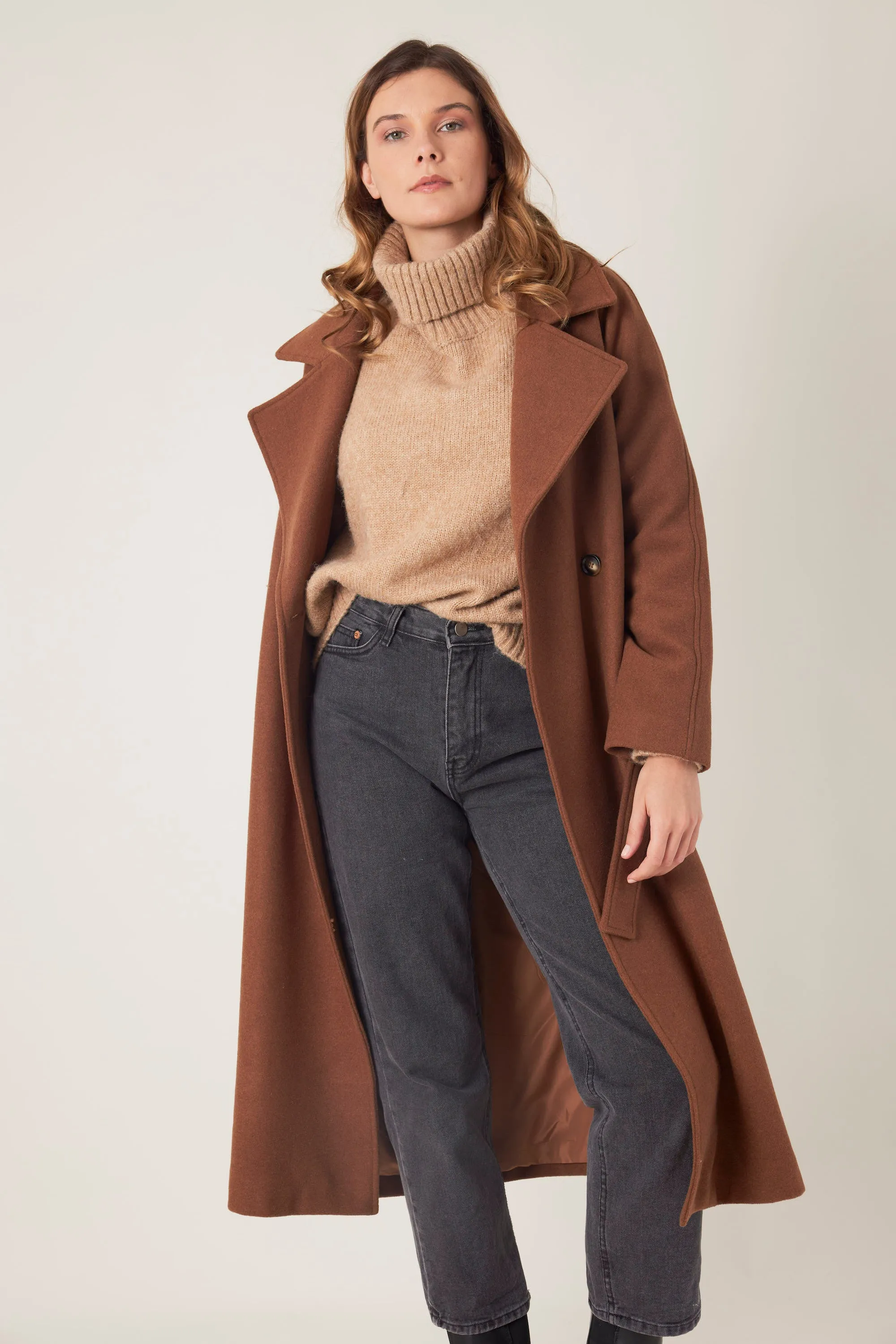 Manteau long en laine