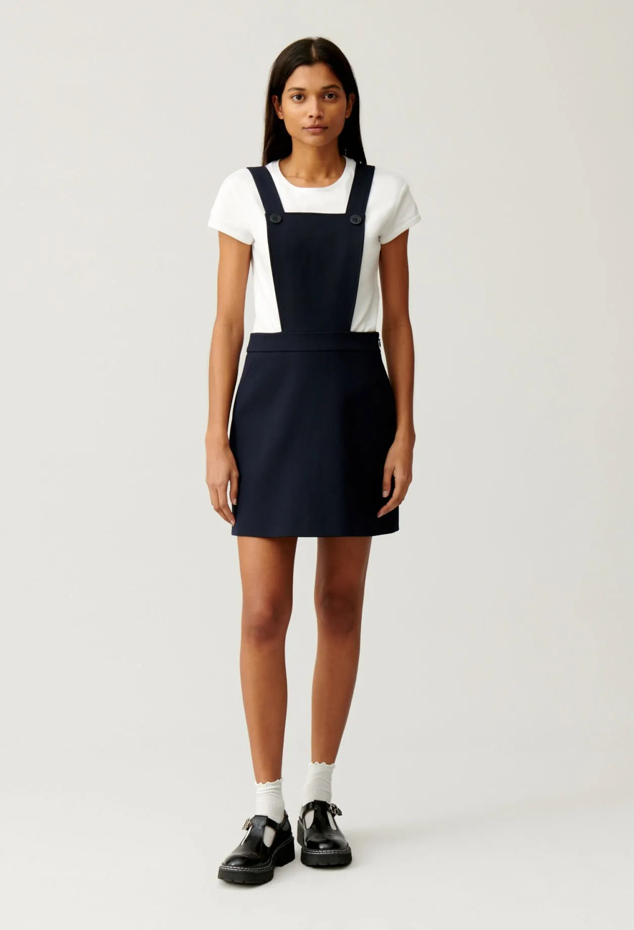 Robe courte bretelles marine | Claudie FR