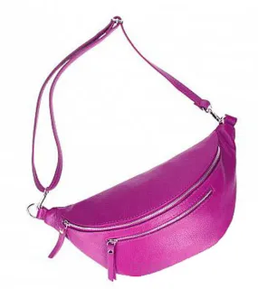 Sac banane cuir femme fushia