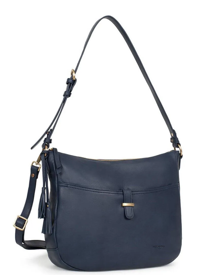 Sac cuir femme marine Hexagona