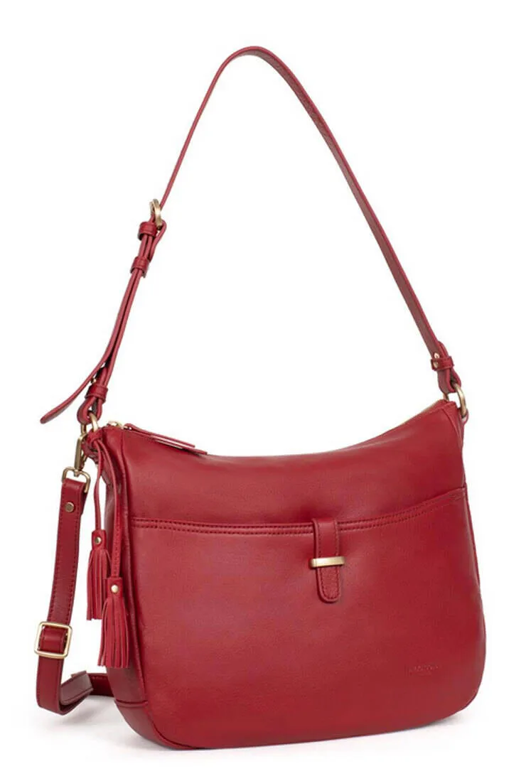 Sac cuir femme rouge Hexagona