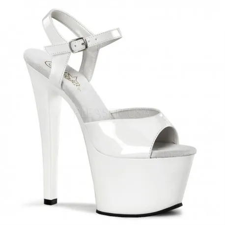 Sandales Plateformes Hautes Pleaser SKY-309 Blanc vernis - Talons-Oh.com