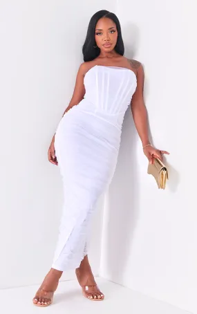 Shape Robe bustier longue en mesh blanche à corset