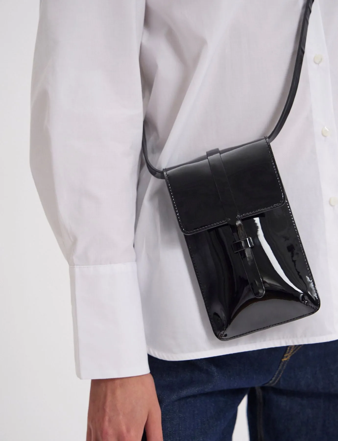 Smartphone Bag Léonore cuir glacé noir