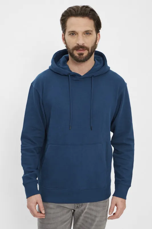 Sweat à capuche basic bleu marine