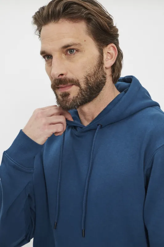 Sweat à capuche basic bleu marine