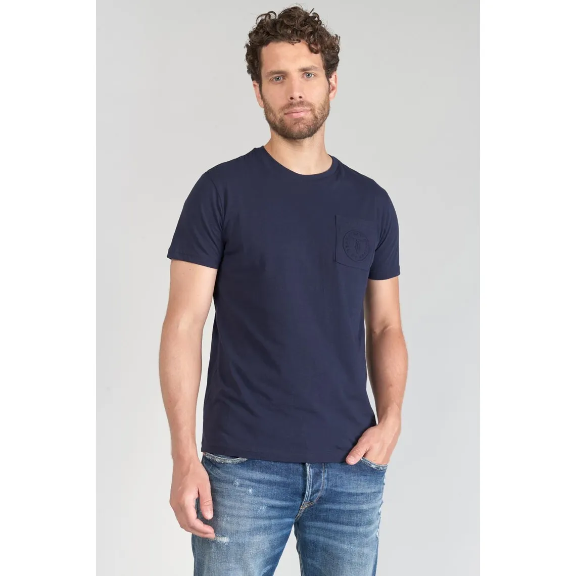 T-shirt Paia bleu nuit en coton Le Temps des Cerises - T-shirt / Polo Homme sur MenCorner