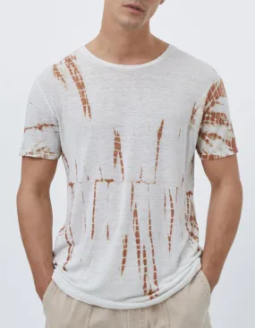 Tee-shirt à motif tie and dye terracotta Homme