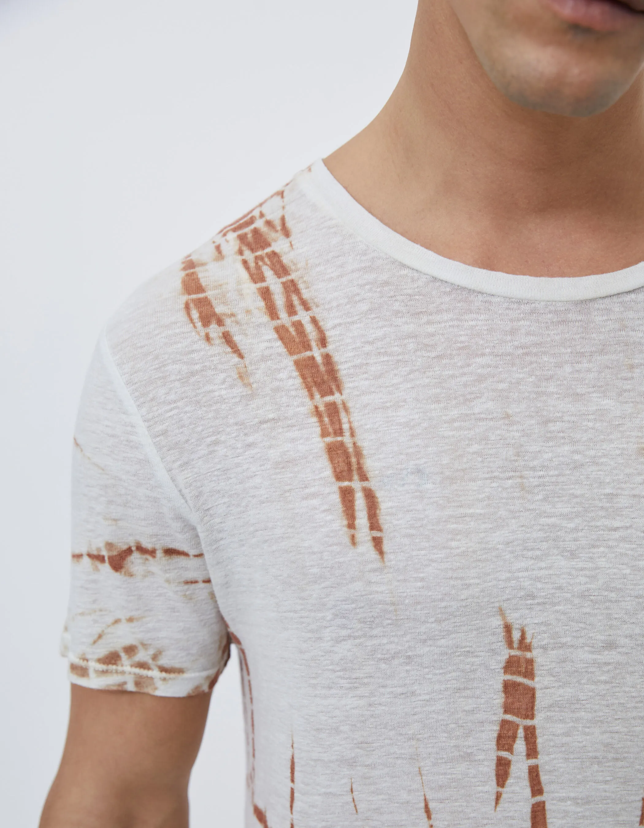 Tee-shirt à motif tie and dye terracotta Homme