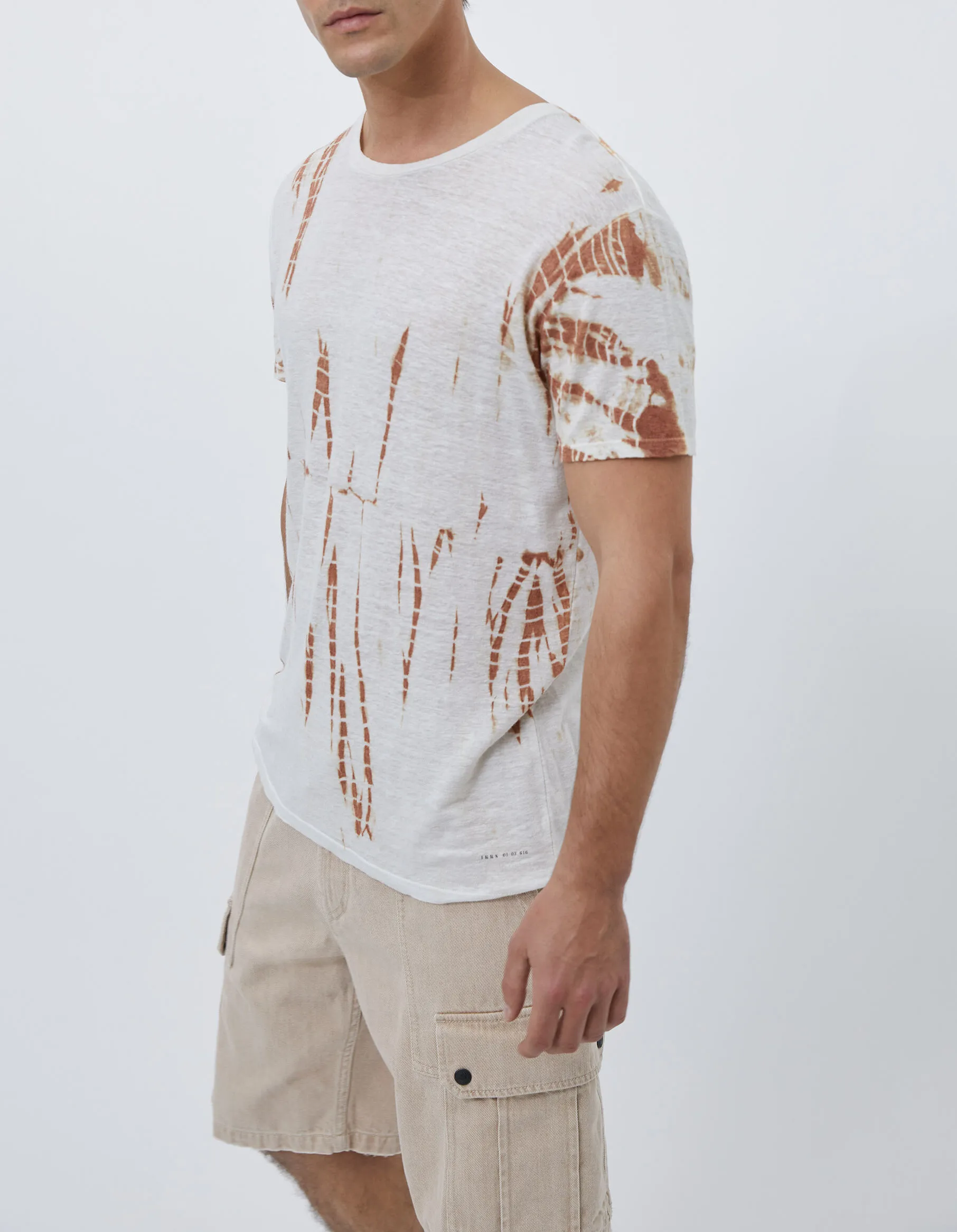 Tee-shirt à motif tie and dye terracotta Homme