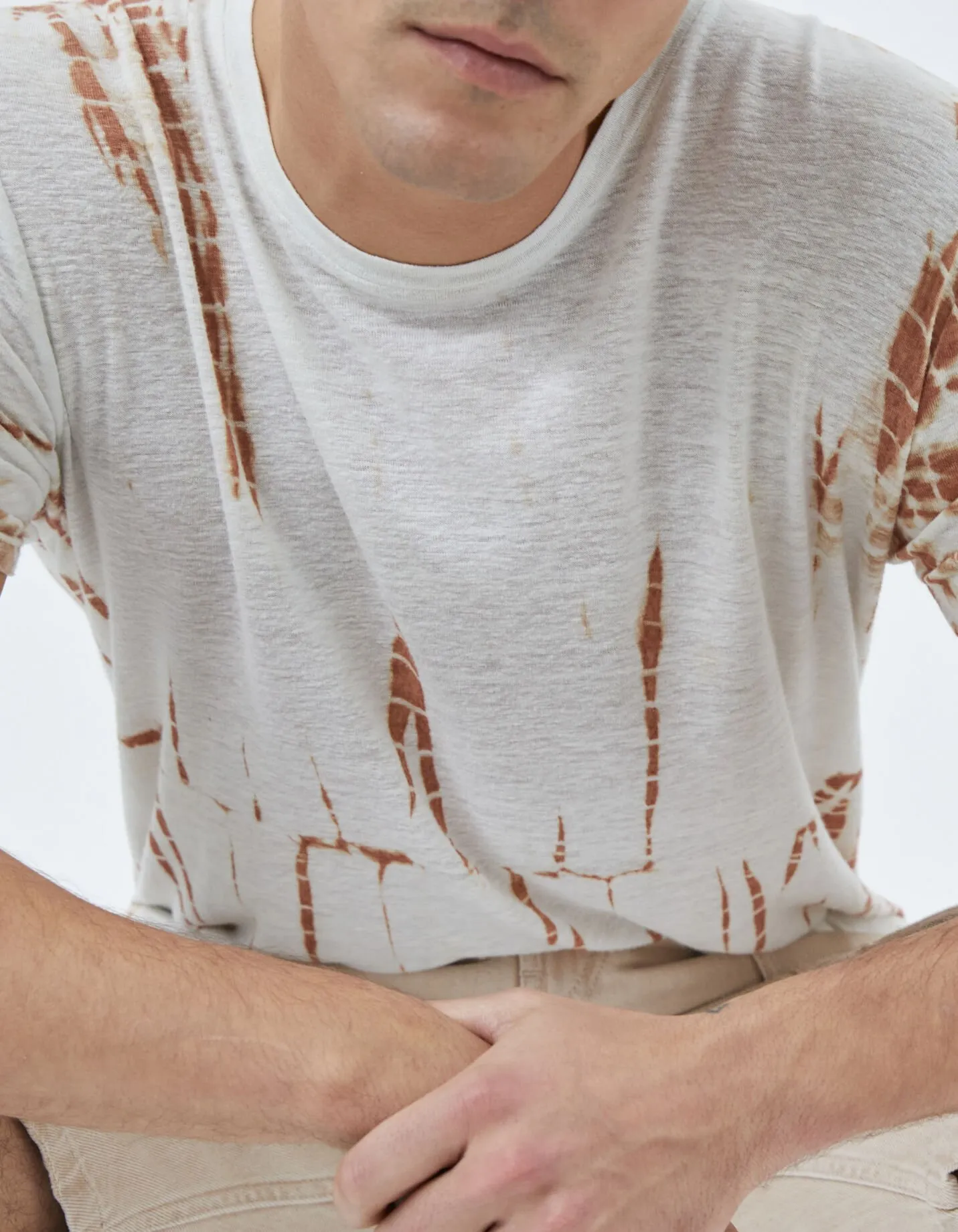 Tee-shirt à motif tie and dye terracotta Homme