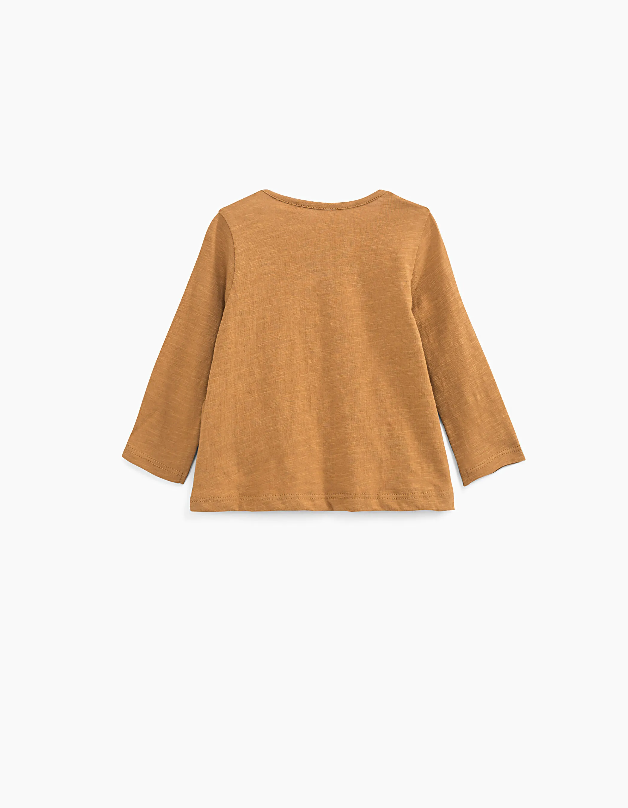 Tee-shirt ocre visuel lettre K brodée bébé fille 