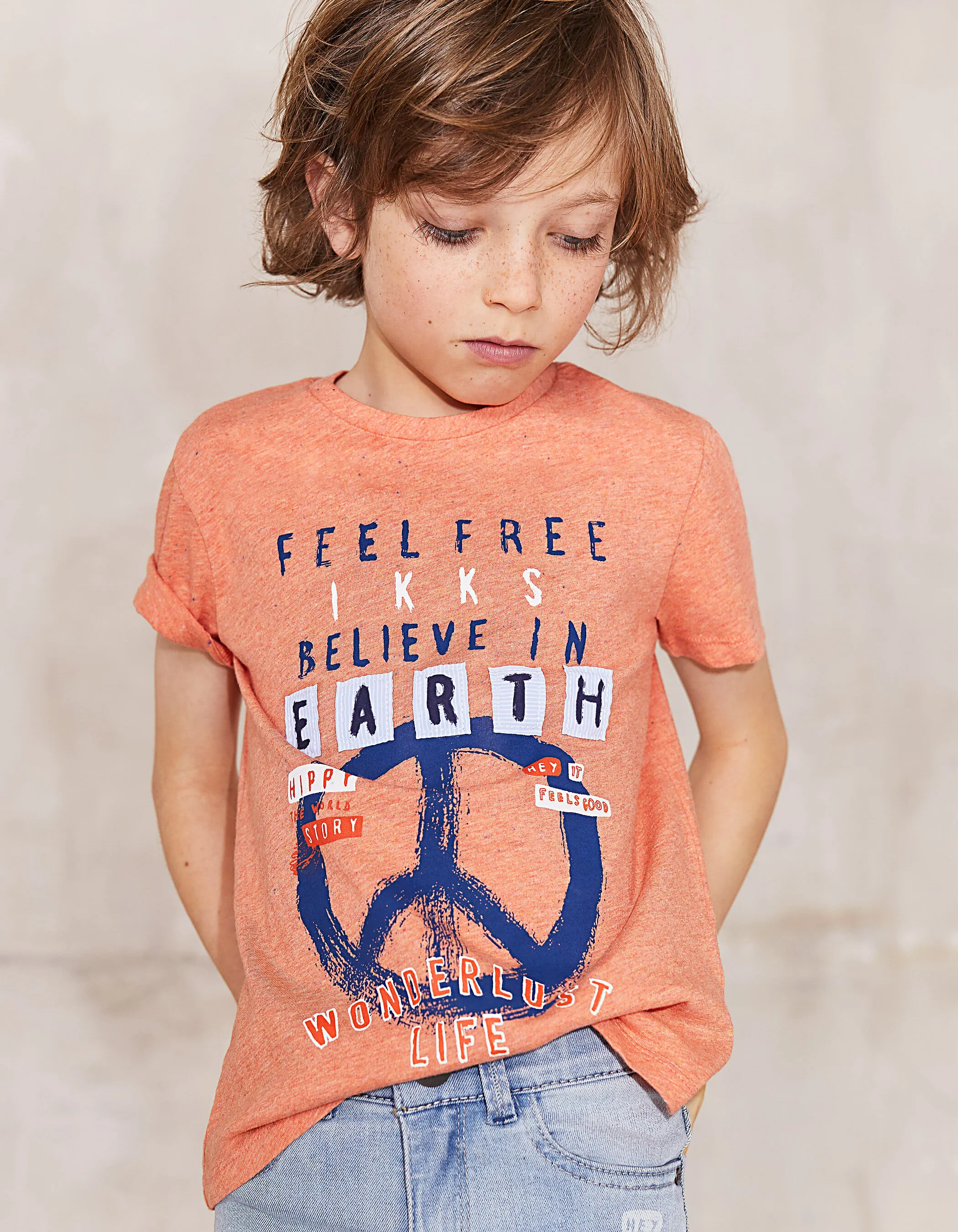 Tee-shirt terracota Peace & Love garçon